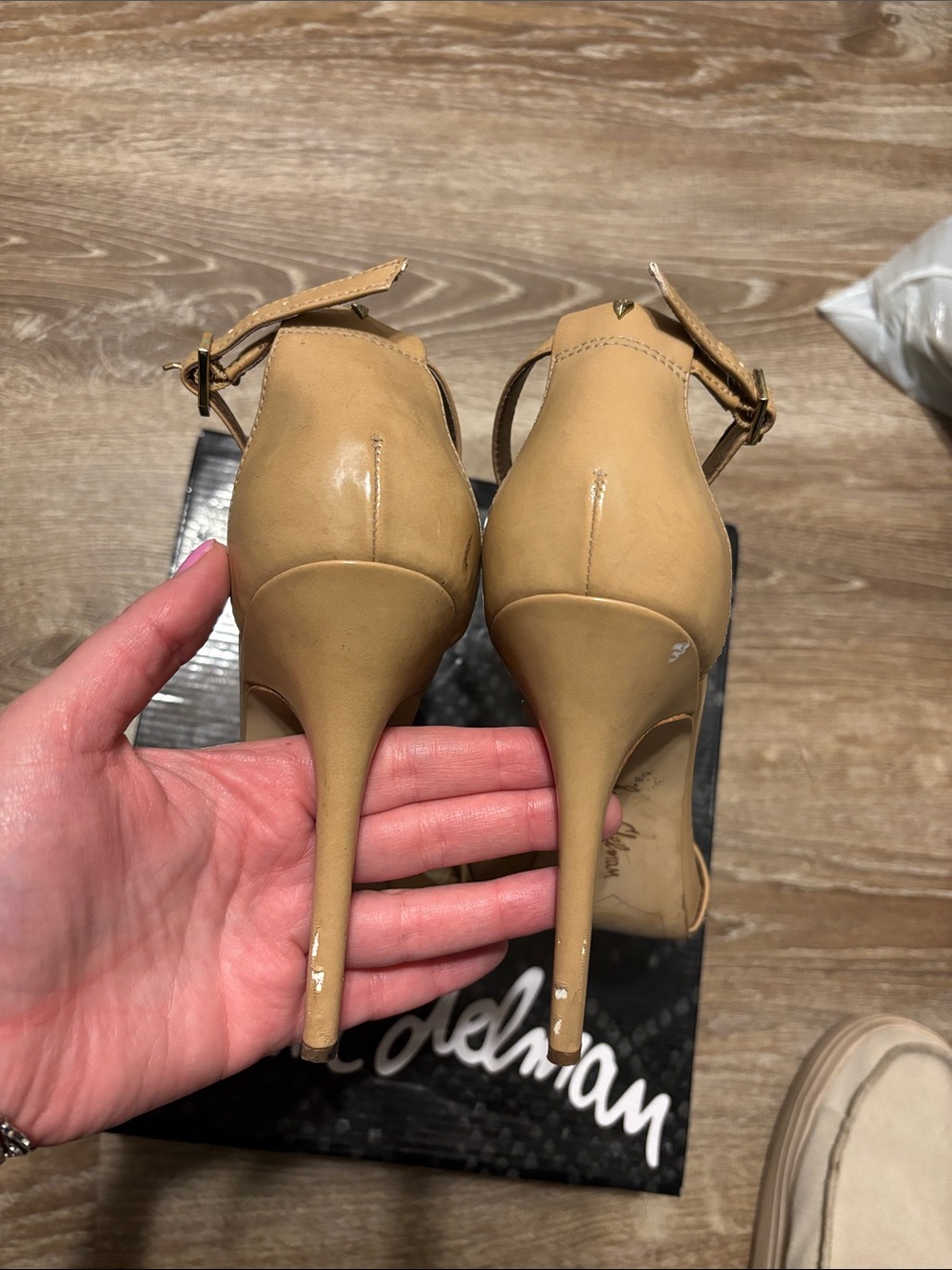Sam Edelman Beige/Nude Ankle-Strap Stiletto Heels - Picture 5 of 6